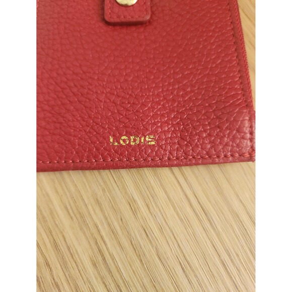 Lodis Red Pebbled Leather Cardholder Wallet - Picture 2 of 6